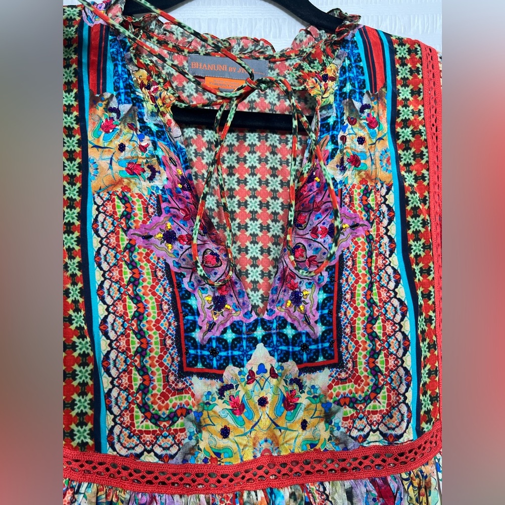 Bhanuni By Jyoti Anthropology Bohemian Multicolor Sleeveless Mini Dress Size XS - Picture 5 of 8